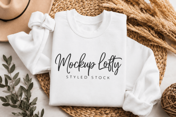 Download Gildan 18000 White Flat Lay Mockup - Flat lay mockup Collection