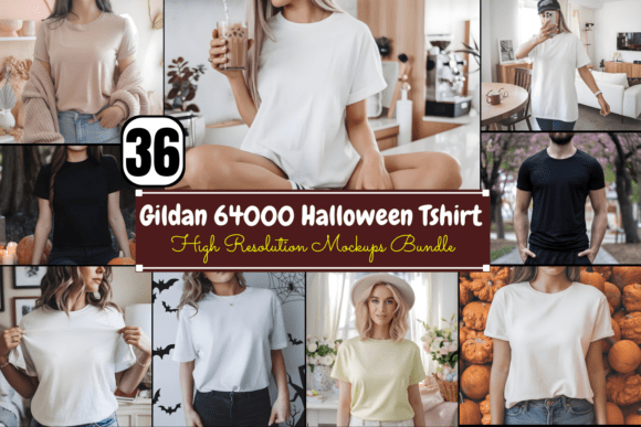 Download Gildan 64000 Halloween Tshirt Mockups Bu - Halloween tshirt mockups Collection