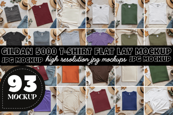 Download Gildan 5000 Flat Lay Mockup Bundle - Flat lay mockup Collection